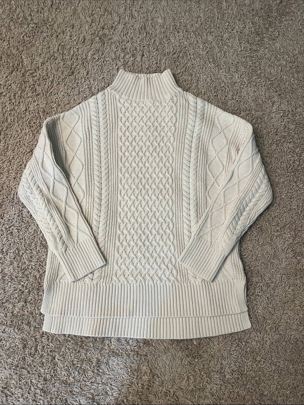 J. Crew Cream Cable-Knit Turtleneck Sweater